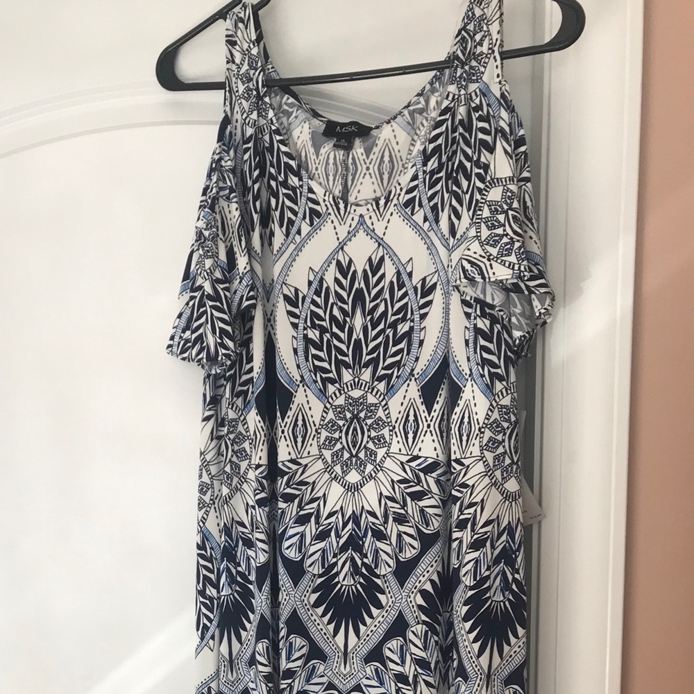 MSK Short-Sleeve Cold-Shoulder Maxi Dress